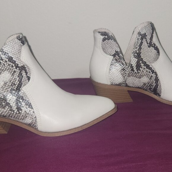 Fergalicious White Snakeskin Ankle Boots - Picture 4 of 8